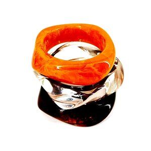 Women's Bangle Bracelets Acrylic Geometric Shaped Clear, Tortoise or Orange NEW